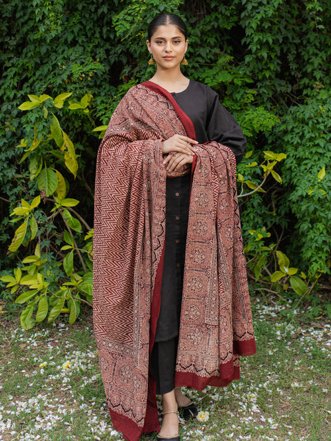 Marjan Ajrak Chaadar - Maroon