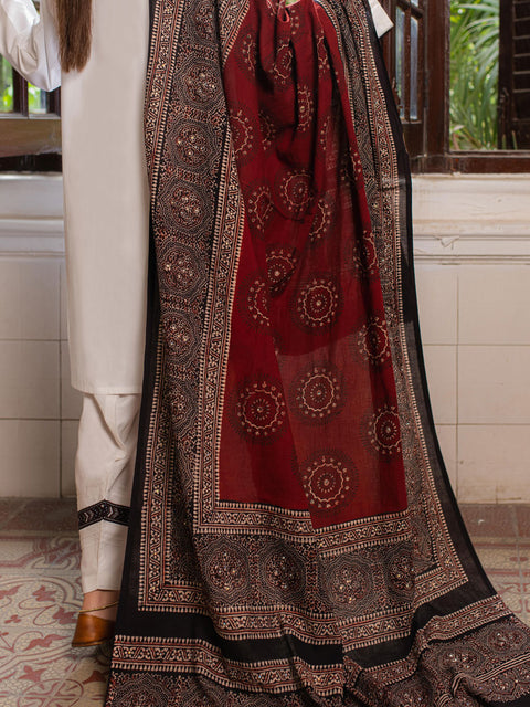 Ulfat Ajrak Chaadar  - Two Tone - Red Kashi