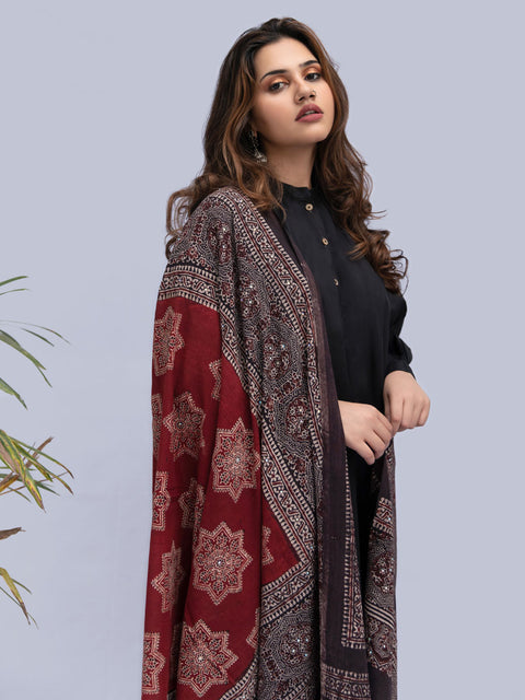 Raks Ajrak Chaadar (Two Tone - Maroon)