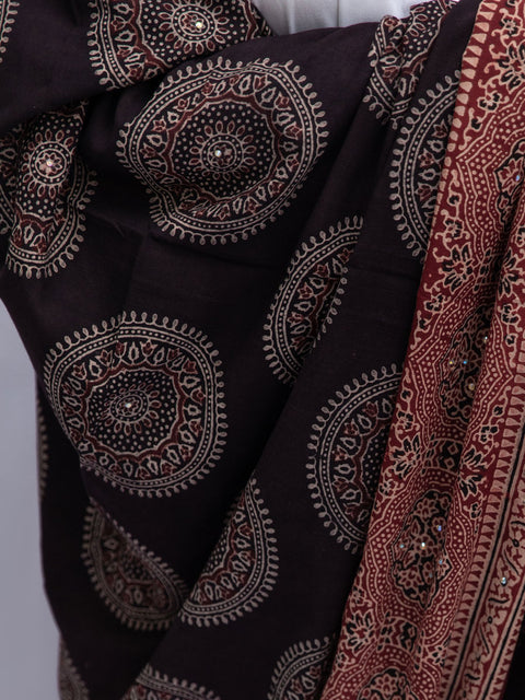 Ulfat Ajrak Chaadar (Two Tone - Black)